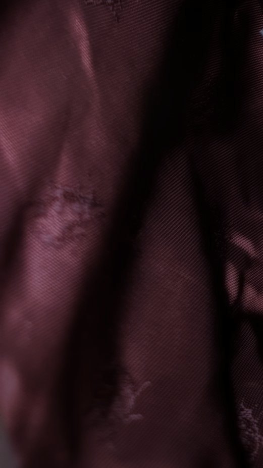 Detail of the red printed satin lining